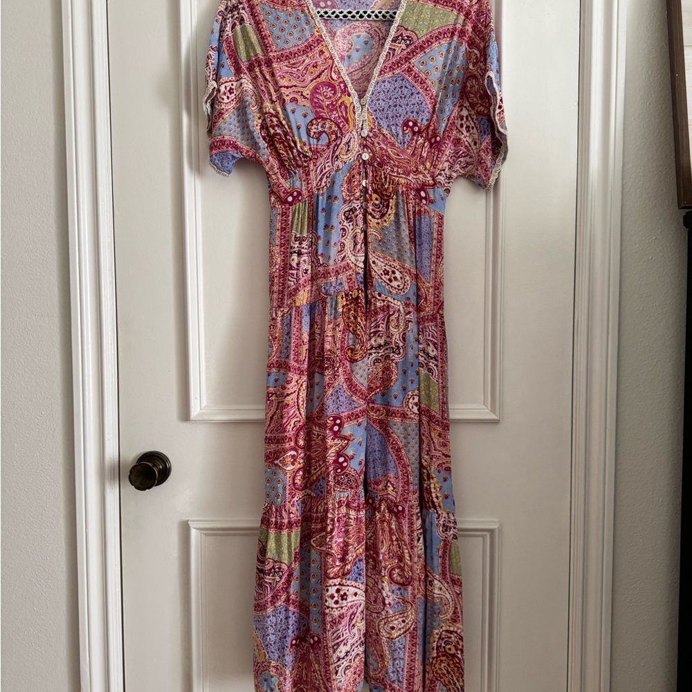 Bohemian Pink Multi Paisley Maxi Dress